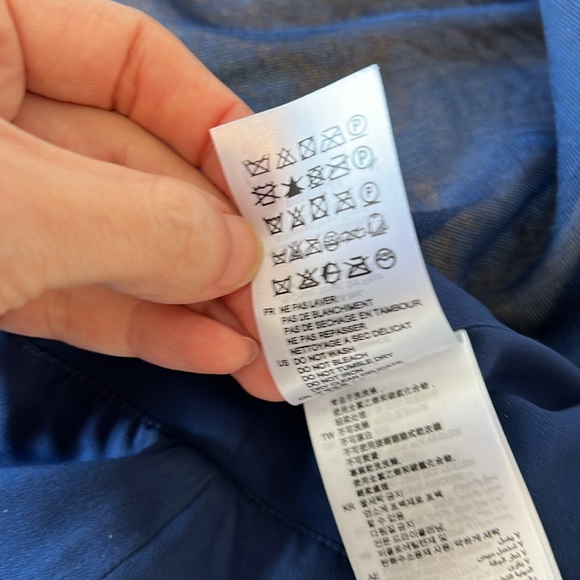 SANDRO Paris Navy WRAP Crepe Dress SHEER BACK - Picture 4 of 8